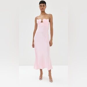 ANNA OCTOBER Amur heart shaped pink midi dress size XS NEW